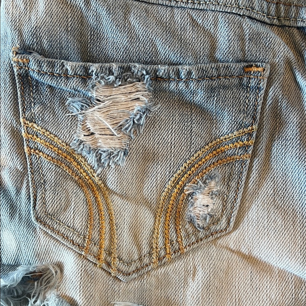 Hollister Light Blue Distressed Jean Shorts - Picture 6 of 7